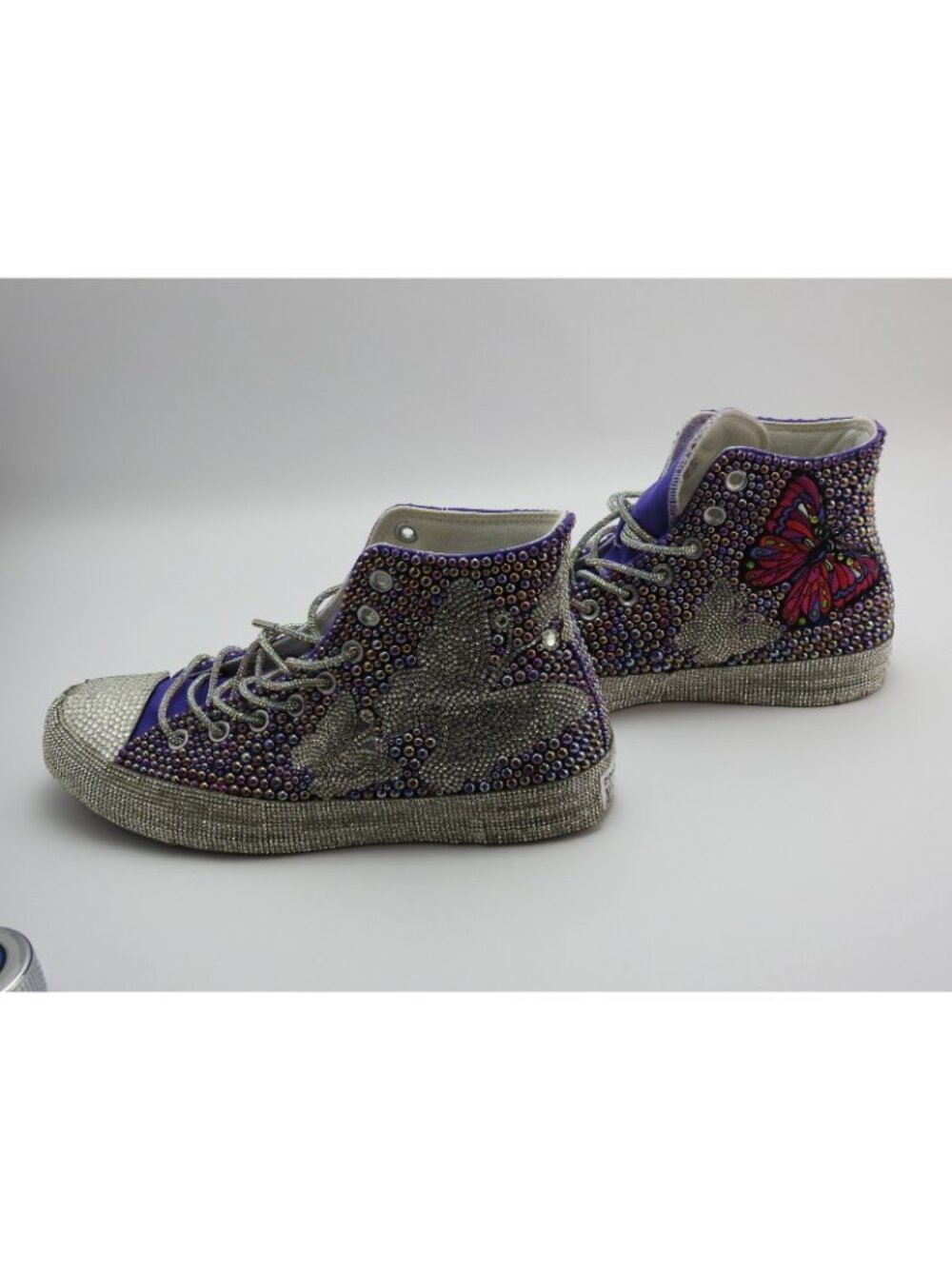 Converse All Star Custom Rhinestone Butterfly High Top Sneakers Purple Women's 9 - Picture 3 of 8